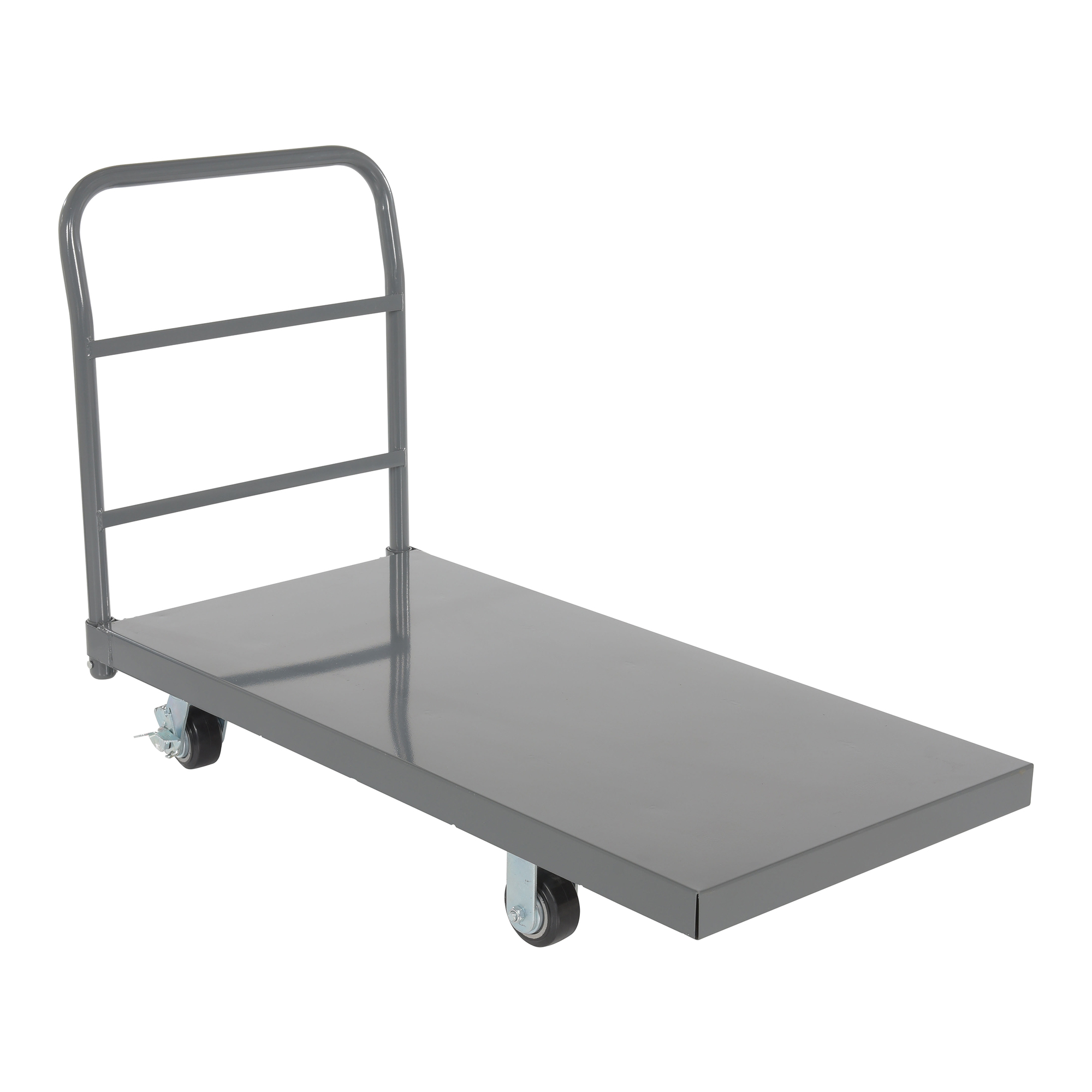 Vestil Steel Smooth Deck Platform Truck with 4 In. x 2 In. Mold On Rubber Casters 2000 Lb. Capacity Gray